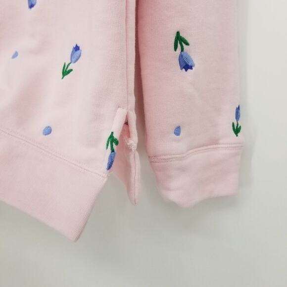 Talbots Embroidered Floral Sweatshirt XS Pullover Crew Neck Light Pink Coquette - Picture 9 of 10